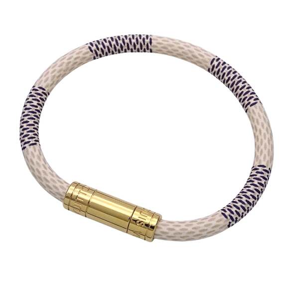 LOUIS VUITTON White Damier Leather Charm Bracelet
